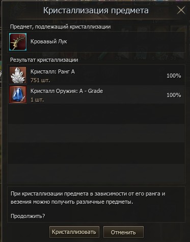 Кристаллизация снаряжения